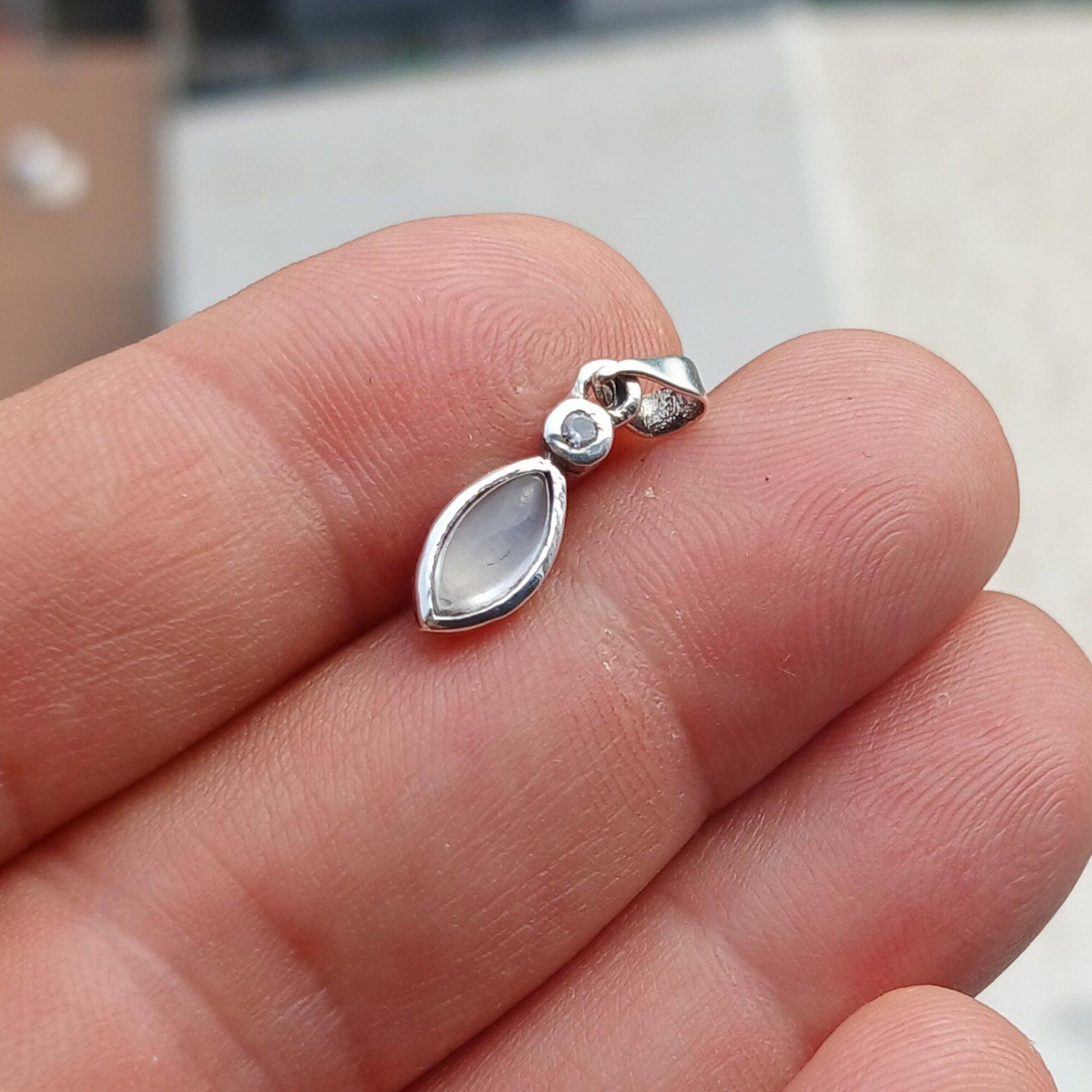 Pretty Moonstone Pendant, Charm Pendant, Sterling Silver Pendant, Moonstone Necklace, Ceylon Moonstone and 1 CZ, gift for her, Moonstone Charm-1